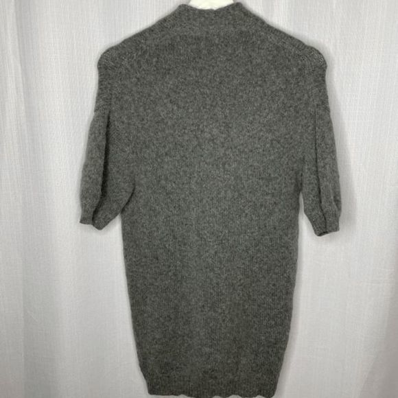 Vince Gray Varsity Short Sleeve Alpaca Wool Cardigan - Picture 2 of 4